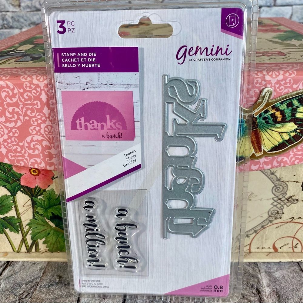 Gemini Crafters Companion Thanks Stamp Die Set 3.7 by 1.6 Card Making Scrapbooks